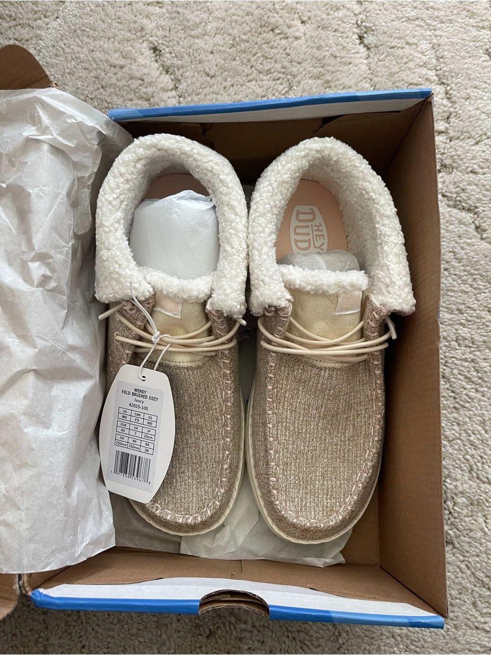 Hey Dude Women's Beige Cozy Sherpa Slip-Ons